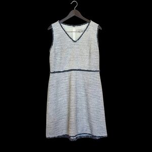 LOFT Navy and White Textured Dress